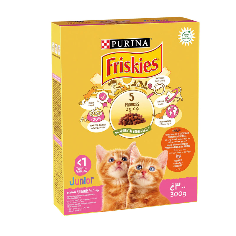 (10 Items) Purina Friskies Junior with Chicken,Milk and Vegetables Dry Cat Food 300g