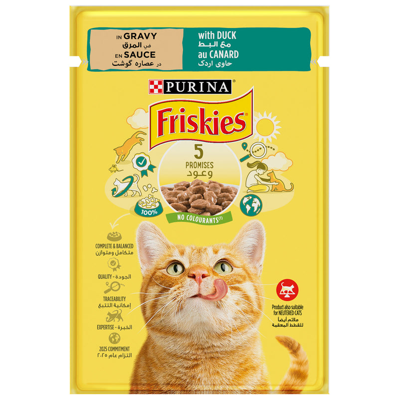 Purina Friskies Duck Chunks in Gravy Wet Cat Food Pouch 85g