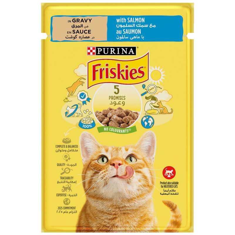 Purina Friskies Salmon Chunks in Gravy Wet Cat Food Pouch 85g