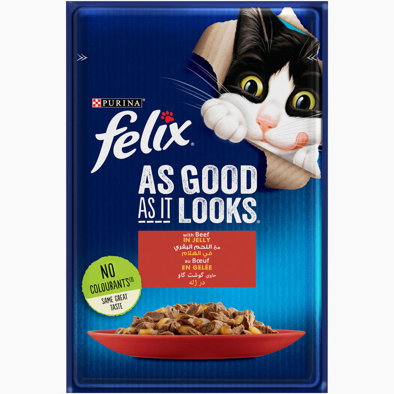 PURINA FELIX As Good as it Looks Beef in Jelly Wet Cat Food Pouch 85g