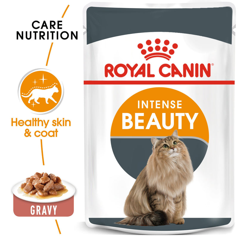 Royal Canin Intense Beauty in Gravy (85 gm\Pouch) - Wet food for adult cats - supports a healthy skin and shiny coat - Amin Pet Shop
