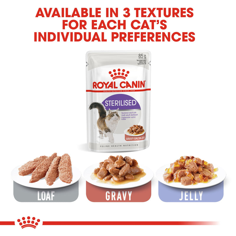 Royal Canin Sterilised in Gravy (85 gm\Pouch) - Wet food for neutered adult cats - Amin Pet Shop