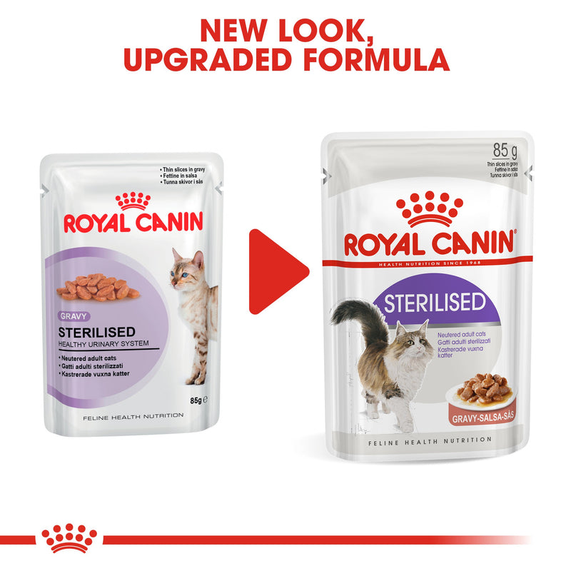 Royal Canin Sterilised in Gravy (85 gm\Pouch) - Wet food for neutered adult cats - Amin Pet Shop