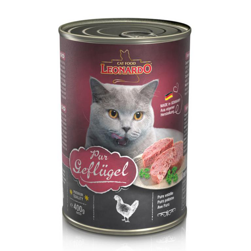 LEONARDO CAT WET FOOD for Adult Cats  400g(pure poultry)